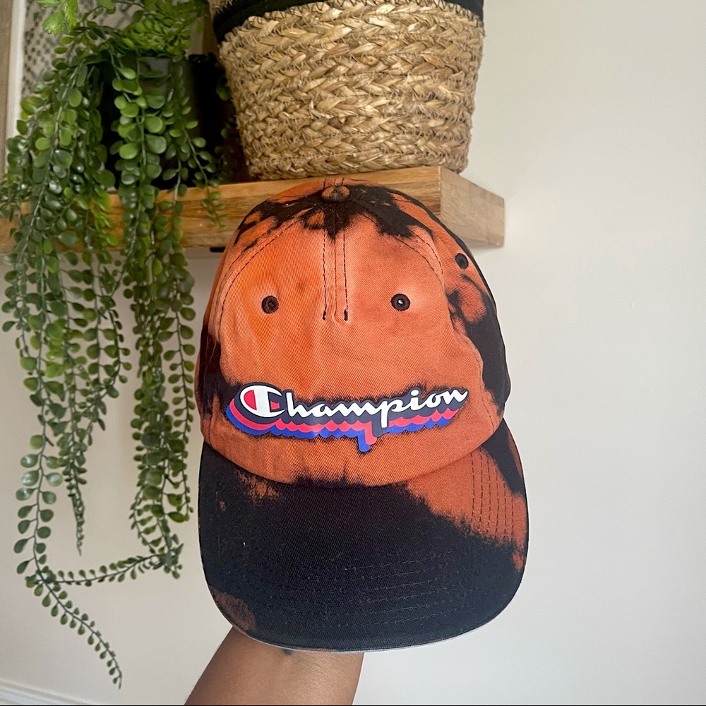 Champion Spellout Custom One Of A Kind Bleach Splatter Dad Hat OS